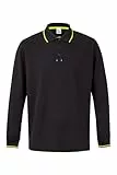 Velilla 105515; Polo bicolor raya manga larga; color Negro y Amarillo Fúor; Talla L