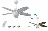 Bastilipo - Ventilador de techo con mando a distancia y luz LED, 60w, 107 cm, Bali Blanco LED
