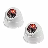 JZK 2x Cámaras Domo de Vigilancia Falsas CCTV simuladas con LED Intermitente Imitación Real para Seguridad de Oficina en el hogar