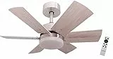 Bastilipo - Ventilador de techo con motor DC, mando a distancia, 75cm, 6 aspas reversibles Roble claro/oscuro, luz LED 3 tonos, ARENAL DC,