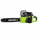 Greenworks Motosierra de batería GD40CS40 (Li-Ion 40V 11 m/s velocidad cadena 40cm longitud de espada 180ml volumen del depósito de aceite potente motor brushless sin batería y cargador)