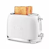 Ufesa Classic PinUp Tostador de 2 Ranuras Anchas Vintage, 850W, 7 Niveles, Función Recalentar, Descongelar y Cancelar, Bandeja Recogemigas, Blanco