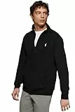 Polo Club Sudadera con Cremallera sin Capucha Negro para Hombre - 100% Algodón - Zipper Sweatshirt con Logo Bordado