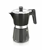 BRA Perfecta Black Cafetera Italiana Inducción, Aluminio, Capacidad 12 tazas, color negro
