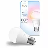 Philips Hue Essential Smart LED A60 light bulb, white and colour, E27 socket, 8 W, 2200 K–6500 K, 806 lm, dimmable, compatible with Alexa, Google Assistant and Apple Home, pack of 1