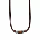 Fossil, Collar de cuero y acero inoxidable, para Hombre