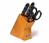 Arcos Juego de Cuchillos de Cocina con 5 piezas Acero Inoxidable Nitrum. Bloque de Cuchillos profesionales. Mango ergonómico polioximetileno POM. Serie Maitre. Cuchillo multiusos. Color negro.