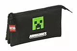 Safta Minecraft TNT - Portatodo Triple, Estuche Infantil, Estuche Niño, Ideal para Niños en Edad Escolar, Cómodo y Versátil, Calidad y Resistencia, 22x3x12 cm