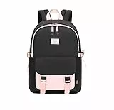 Acmebon Mochila de niña adolescente para colegio Mochila informal de mujer Negro con rosa