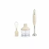 Salter Retro Juego de Batidora 3 en 1 – Motor de 600W, 2 Velocidades, Batidor y Cuchillas de Acero Inoxidable, Bol Picador de Alimentos de 500ml, Batidora de Mano para Batir, Mezclar y Picar, Crema