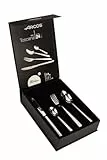 ARCOS Juego de Cubiertos de 24 Piezas para Mesa. Cuberterí­a Completa para 6 Personas. Set de 6 Cucharas, 6 Cuchillos, 6 Tenedores y 6 Cucharas de Postre. Serie Toscana. Color Plata