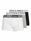 JACK & JONES Conjunto 3 Boxers Ajustados Hombre Estirados Slim Básicos Lingerie., Color:Blanco-Gris-Negro, Talla:XXL
