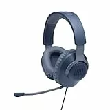 JBL Quantum 100 Auriculares para gamers con sonido QuantumSOUND, micrófono Boom, diseño ligero, cómodo y llamativo, compatible con múltiples plataformas, azul