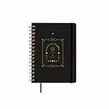 UO Agenda Escolar Equilibrio Semana Vista: Empieza en septiembre de 2025 y Acaba en Agosto de 2026, Tapa Dura, Incluye 127 Stickers, Goma elástica y Cinta de Registro, Negro