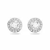 Swarovski Pendientes de botón Angelic, Talla redonda, Blancos, Baño de rodio