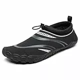 Mishansha Escarpines Hombre Mujer Zapatillas Agua Respirable Antideslizante Zapatos de Playa Secado Rápido para Rio Snorkel Natación Piscina Surf Deportes Acuáticos, Negro Cuervo, 41 EU