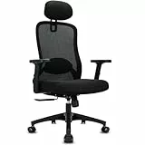 Milacyee Silla Escritorio, Silla Ergonómica con Reposacabezas, Reposabrazos, Función 90°-130° Bloqueable Respaldo, Ajuste de Altura, Silla Oficina Capacidad de Peso 150KG