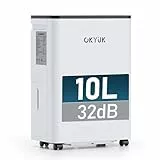 Deshumidificador 10L con Indicador Digital de Humedad,Deshumificadores de humedad Deshumidificador para Hogar hasta 30m² con Apagado Automático, Ideal para, Baños, Dormitorios, Sótanos (10L Blanco)