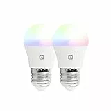 Garza Smarthome - Pack 2 Bombilla LED Inteligente Wifi Esférica G45 E27 5W (40W de Equivalencia) RGB+CCT, Intensidad regulable, Programable, Control por Voz y App (Alexa/Google Home), Wifi 2,4 GHz