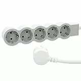 LEGRAND Regleta de enchufes, Enchufe múltiple con 5 Tomas de Corriente, Cable 1,5m, Color Blanco/Gris Claro 694555