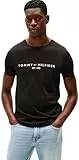 Tommy Hilfiger Camiseta de Manga Corta para Hombre Core Tommy Logo Cuello Redondo, Negro (Jet Black), L