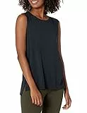Amazon Essentials Camiseta de Yoga sin Mangas de Corte Holgado de Algodón Suave (Disponible en Tallas Grandes) Mujer, Negro, S