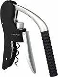 ARCOS Sacacorchos Manual de ABS, Aleación de Zinc y Elastómero. Accesorio para Abrir Vino con Cortacápsulas. Abrebotellas de Mano Moderno y Ligero. Color Plata y Negro