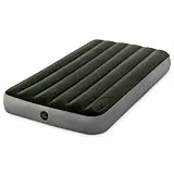 INTEX 64761 - Colchón hinchable 1 plaza con bomba de pie Fiber-Tech Downy, medidas 99 x 191 x 25 cm