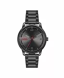 HUGO Reloj con Movimiento de Cuarzo de Tres Manecillas para Hombre Colección #Stamp con Correa de Acero Inoxidable Negra - 1530365