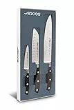 Arcos Serie Riviera, Juego Cuchillos Cocina, Hoja de Acero Inoxidable Forjado Nitrum, Mango de Polioximetileno, POM, Negro