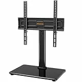 PERLEGEAR Soporte de TV Universal Giratorio para TV de 24-60 Pulgadas de hasta 45 kg, Soporte de TV de Sobremesa Ajustable en Altura, Soporte de TV con Base de Cristal Templado VESA máx. 400x400mm