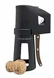 VB VIN BOUQUET FID 1486 Descorchador de champán negro con mango de madera, abre botellas sin esfuerzo, seguro y fácil de usar