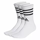 adidas Unisex adulto 3-Stripes Cushioned Crew Socks 3 Pairs, White / Black, 6.5-8