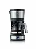 SEVERIN - Cafetera de goteo pequeña para 4 tazas, cafetera de filtro / Cafetera americana con jarra de cristal,desconexión automática,acero inoxidable cepillado, 750 W, KA 4808