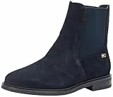 Tommy Hilfiger Botines Chelsea Mujer Boots Flag Suede Planos, Azul (Space Blue), 36 EU