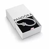 Pandora Moments Pulsera de plata de ley con cadena de serpiente y cierre en forma de corazón y símbolo de infinito con circonita cúbica transparente, 18