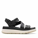 Clarks Tuscan Strap, Sandalia Mujer, Black Leather, 41 EU