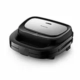 Philips Domestic Appliances Sandwichera HD2350/80, aluminio, 750 W, negro y plateado