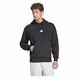 adidas Hombre Essentials FEELCOZY French Terry Hoodie, Black/White, M