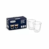 De'Longhi Tazas Juego de 2 Vasos Premium para Espresso, Apto para lavavajillas, Pared Doble Vidrio Templado, 2 Unidad (Paquete de 1), 2