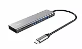 Trust Halyx Hub USB-C y Lector de Tarjetas rápido, 3X USB, 2X Micro (SD), 5 Gbps con USB 3.2 Gen 1, (Micro) SD, SDHC y SDXC de hasta 2 TB, Ordenador Portátil/Macbook/PC/Chromebook