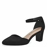 Tamaris Zapatos de Salón para Mujer, Textiles, Tacón Cuadrado, Veganos, Negro, 39 EU