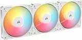 CORSAIR RS120-R ARGB 120mm PWM Ventilador Flujo Inverso – 8 LED RGB, Alta Presión, Cadena Daisy, Rodamiento Magnético, Zero RPM, Pack de 3 – Blanco