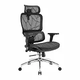 SIHOO M56B Silla de Escritorio Ergonómica de Oficina con Respaldo Alto, Soporte Lumbar 3D, Reposacabezas Ajustable y Malla Transpirable para Oficina en Casa - Negro