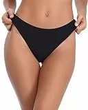 NLAND Braguitas de Bikinis Mujer Braga de Baño Tanga con Corte Alto Brasileño Braga de Bikini de Playa (Negro,L)