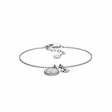 Emporio Armani Pulsera plateada de acero inoxidable para mujer, EGS3276040