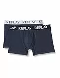 REPLAY Boxer Style 01/C Basic Cuff Logo 2pcs Box, Azul/Blanco, Small para Hombre