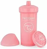 TWISTSHAKE Kid Cup Vaso de Aprendizaje para Beber con Antiderrame Boquilla y Mezclador de Frutas 360 ml, Taza de Entrenamiento para Sorber para Bebé, Sin BPA, 12+ Meses, Rosa Pastel