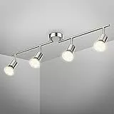 B.K.Licht - Lámpara de techo con 4 focos orientable | incl. 4 bombillas LED GU10 x 2,9W | Fácil montaje | Giratorios foco de techo interior | Luz cálida | 260 lúm, 3000K | Recta barra | 60,5 x 10,5cm