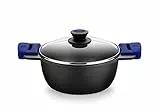 BRA Advanced Cacerola 20 cm, Aluminio Fundido con Antiadherente, sin PFOA Reforzado de Rendimiento Superior, Inducción, Negro Y Azul